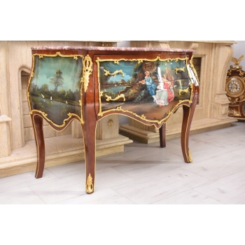 Komoda w stylu Ludwika XV + Blat Marmur – Intarsja - Obraz Arystokracji