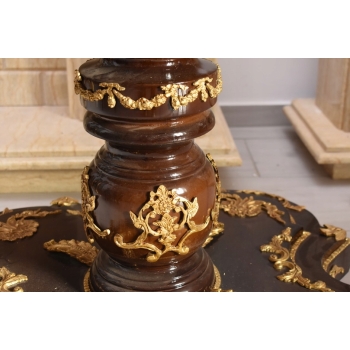 Okrągły stolik w stylu Ludwika XV - malowaną Scena figuralna - Intarsjowany