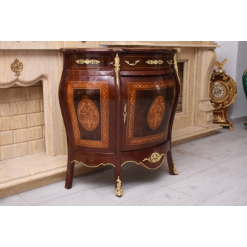 Brzuchata Komoda W Stylu Ludwika XV - Intarsja + Okucie