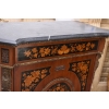 Drewniana Barokowa Komoda - Intarsjowana, Okucia z Brązu + Blat Marmur