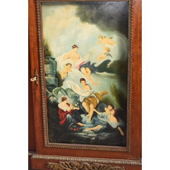 Pałacowa Drewniana Komoda z Malunkami - Szafa, Komoda + Marmur Blat