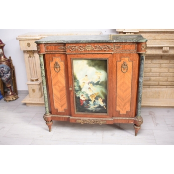 Pałacowa Drewniana Komoda z Malunkami - Szafa, Komoda + Marmur Blat