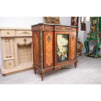 Pałacowa Drewniana Komoda z Malunkami - Szafa, Komoda + Marmur Blat