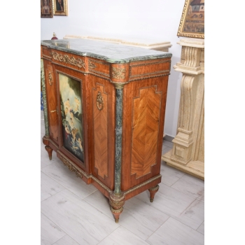 Pałacowa Drewniana Komoda z Malunkami - Szafa, Komoda + Marmur Blat