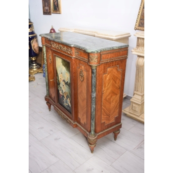 Pałacowa Drewniana Komoda z Malunkami - Szafa, Komoda + Marmur Blat