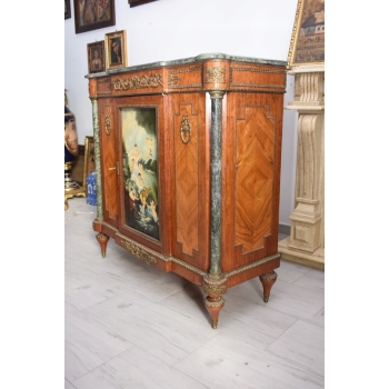 Pałacowa Drewniana Komoda z Malunkami - Szafa, Komoda + Marmur Blat