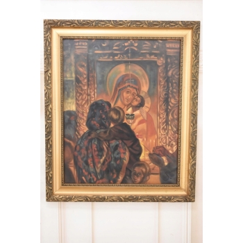 Obraz Olejny Modlitwa Maryja JEZUS Biblia Styka Do Kościoła Na Ścianę