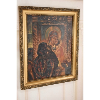 Obraz Olejny Modlitwa Maryja JEZUS Biblia Styka Do Kościoła Na Ścianę