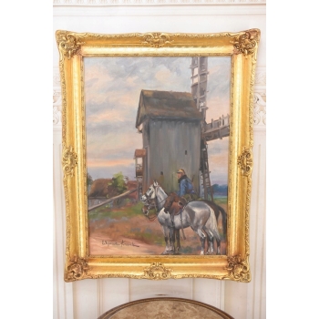 Obraz Olejny Wojciech Kossak Patrol Ułanów Przy Młynie Zwiad Konny