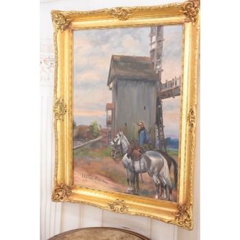 Obraz Olejny Wojciech Kossak Patrol Ułanów Przy Młynie Zwiad Konny