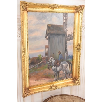 Obraz Olejny Wojciech Kossak Patrol Ułanów Przy Młynie Zwiad Konny