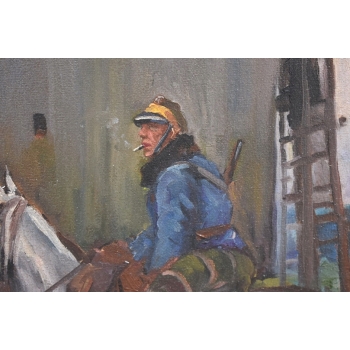 Obraz Olejny Wojciech Kossak Patrol Ułanów Przy Młynie Zwiad Konny