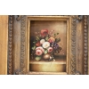 Obraz Olejny Martwa Natura Kwiaty w Wazonie Złota Rama ZDOBIONA