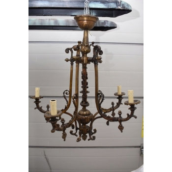 Żyrandol ANTYCZNY z Brązu Królewska Lampa Sufitowa Styl Barokowy