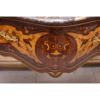 Komoda DREWNIANA Empire Marmurowy Blat Okucia z Brązu Styl Barok