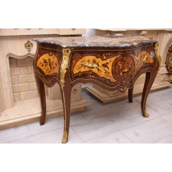 Komoda DREWNIANA Empire Marmurowy Blat Okucia z Brązu Styl Barok