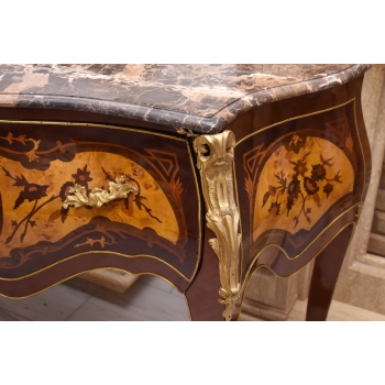 Komoda DREWNIANA Empire Marmurowy Blat Okucia z Brązu Styl Barok