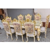 Włoski Komplet Mebli Jadalnia - Stół + 6 Krzeseł - Pałacowy Królewski