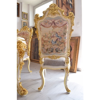 Włoski Komplet Mebli Jadalnia - Stół + 6 Krzeseł - Pałacowy Królewski