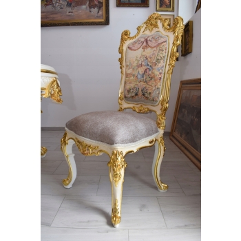 Włoski Komplet Mebli Jadalnia - Stół + 6 Krzeseł - Pałacowy Królewski