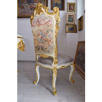 Włoski Komplet Mebli Jadalnia - Stół + 6 Krzeseł - Pałacowy Królewski