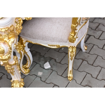 Włoski Komplet Mebli Jadalnia - Stół + 6 Krzeseł - Pałacowy Królewski