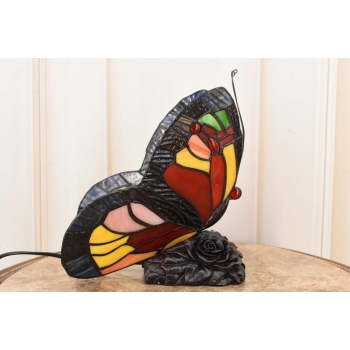 Witrażowa Lampa Motyl - Tiffany Style - Witraż Kolorowa - Lampka