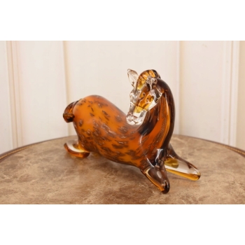 Szkło Murano Style - Leżący Kolorowy Koń - Konik - Figura ze Szkła Prezent
