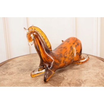 Szkło Murano Style - Leżący Kolorowy Koń - Konik - Figura ze Szkła Prezent