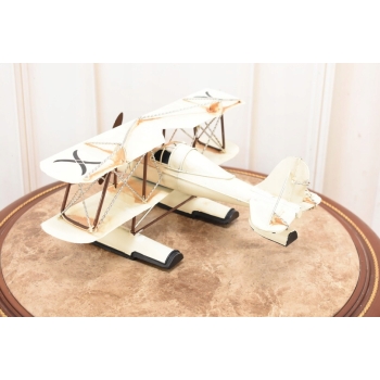 Zabytkowy Metalowy Model Wodnosamolot - Samolot Wodny Biały - Prezent