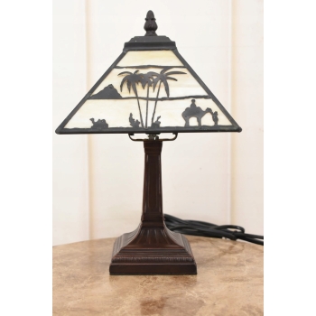 Lampa Witrażowa Styl Tiffany Glass - Motyw Safari - Lampka Biurowa - Witraż