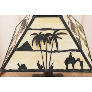 Lampa Witrażowa Styl Tiffany Glass - Motyw Safari - Lampka Biurowa - Witraż