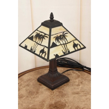 Lampa Witrażowa Styl Tiffany Glass - Motyw Safari - Lampka Biurowa - Witraż