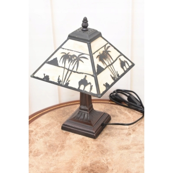 Lampa Witrażowa Styl Tiffany Glass - Motyw Safari - Lampka Biurowa - Witraż