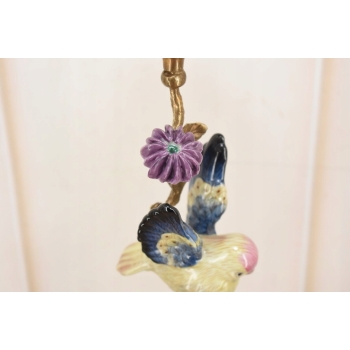 Porcelanowy Świecznik z Ptakami - Ptak - Porcelana + Brąz - Dekoracja