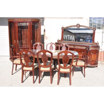 Antyczna Ludwikowska Jadalnia - Stół Krzesła Meble Pomocnik Witryna - BAR