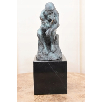 Patynowa Figura Myśliciel - Zamyślony Człowiek - Rzeźba Posąg Rodin 20 cm