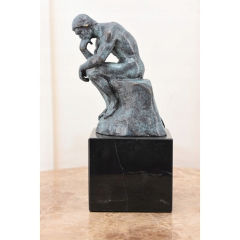 Patynowa Figura Myśliciel - Zamyślony Człowiek - Rzeźba Posąg Rodin 20 cm