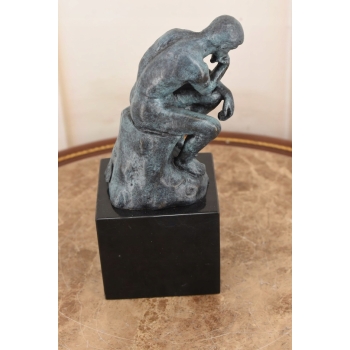 Patynowa Figura Myśliciel - Zamyślony Człowiek - Rzeźba Posąg Rodin 20 cm