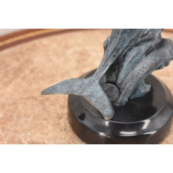 Delfin Wyskakujący z Wody - Figura Rzeźba z Brązu - Patynowa - Dekoracja