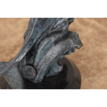 Delfin Wyskakujący z Wody - Figura Rzeźba z Brązu - Patynowa - Dekoracja