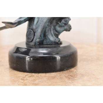 Delfin Wyskakujący z Wody - Figura Rzeźba z Brązu - Patynowa - Dekoracja