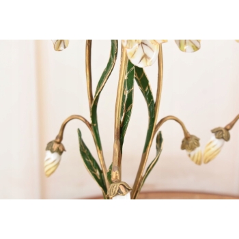 2x Porcelanowe Świeczniki - Porcelanowy Świecznik Kwiaty - Porcelana + Brąz