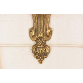 Świecznik z Brązu Złoconego - Anioł Amor Porcelana + Brąz Kinkiet Na Ścianę