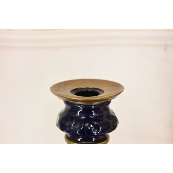 Świecznik z Brązu Złoconego - Anioł Amor Porcelana + Brąz Kinkiet Na Ścianę