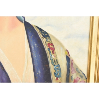 Portret Młodej Dziewczyny w Kimono - Kobieta - Obraz Olejny - Złota Rama