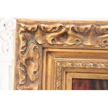 Winogrono z Kielichem Na Stole - Martwa Natura - Obraz Olejny Zdobiona Rama