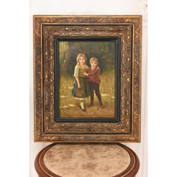 Rodzinny Obraz - Brat i Siostra Rodzina - Obraz Olejny Piękna Zdobiona Rama