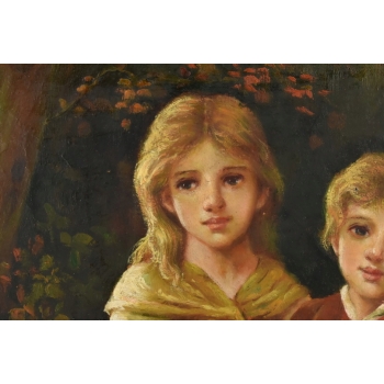 Rodzinny Obraz - Brat i Siostra Rodzina - Obraz Olejny Piękna Zdobiona Rama