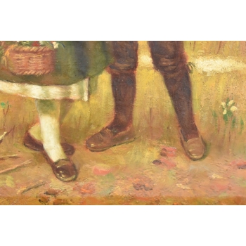 Rodzinny Obraz - Brat i Siostra Rodzina - Obraz Olejny Piękna Zdobiona Rama